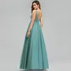 Dusty Blue Bridesmaid Dresses V-Neck Appliques Elegant Long Dresses For Wedding Party Vestidos De Madrinha Free Shipping