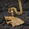 Fashion- wolf pendant necklaces for men luxury designer mens bling diamond animal pendants hip hop stainless steel gold jewelry love gift