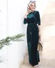 Muslimsk velvet maxi klänning abaya inre full längd lång mantel klänningar sashes tunika jilbab jalabiya Mellanöstern Ramadan Arab islamisk