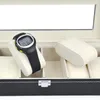 Kunstleer 6 raster Horlogedozen Display Box Case Zwarte opbergorganizer