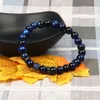 Neue Blau Cz Männer Perlen Armbänder Großhandel 10 teile/los Mit Natürlichen Blauen Tigerauge Und Matte Achat Stein Armband Für geschenk