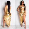 Robes d'or évider Scoop Neck Designer robes sans manches pour femmes Sexy Club femmes vêtements