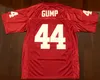 الشحن من US Forrest Gump # 44 Tom Hanks Alabama Men Movie Football Jersey جميع مخيط أحمر S-3XL جودة عالية