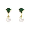 green agate stud earrings
