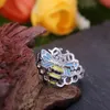 Femmes nid d'abeille abeille doigt anneau métal insecte abeille anneau bijoux de mode pour cadeau fête taille 6-10 haute qualité