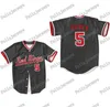 Maglia da baseball Cal Ripken Jr 5 Rochester Red Wings Maglie da baseball del film rosso bianco grigio blu