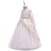 1 pz neonata abiti a maniche lunghe fiore di pizzo abito da sposa abito di sfera formale abiti da festa principessa costumi cosplay bambini Clo9193110