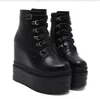 Botas góticas de moda para mujer, botines con cordones, zapatos de plataforma Punk, tacón ultraalto de 13cm, bloque de botines, tacón grueso, talla 34-39
