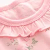 Ny design barn romer kort ärm blommig tryckt bomulls jumpsuit boutique nyfödda tjejkläder grossist 0-1t