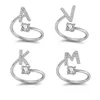 Nouveau personnalisé or blanc zircone A-Z lettre initiale bagues personnalisées bande diamant ouvert manchette bague bijoux cadeaux pour femmes en gros