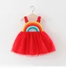 ملابس الاطفال فتاة اللباس الصيف بلا أكمام Supender قوس قزح شبكة تصميم فستان الأميرة ملابس فتاة اللباس