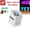 20 stks Smart DJ S4 Freedom Par Light 4 * 18W RGBWA UV 6in1 Batterij Power Draadloze Akku Uplighting Wedding Uplights Wifiremote