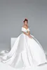 Eva Lendel Satin Wedding Dresses Abiti da sposa från axel brudklänning en linje land kort ärm bröllopsklänning235j