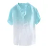 Summer Men's Cool And Thin Breathable Collar Hanging Dyed Gradient Cotton Shirt L5021