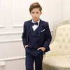 Moda 4PCS Toddler Boys Formal Children Tuxedo Wedding Party Suits Red Boys (kurtka+spodnie+kamizelka+muszka)