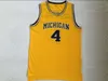 Michigan Wolverines College Jalen Rose Jerseys 5 Men Basketball Chris Webber 4 JUwan Howard Jerseys 25 Team Color Yellow University