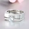 Anello femminile di lusso in zircone bianco bicolore con anello nuziale in cristallo, gioielli da sposa, anelli di fidanzamento con promessa per le donne