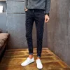 Men's Jeans Fashion Male Washed Feet Shinny Denim Pants Hip Hop Sportswear Elastic Waist Zipper Long Cowboys Pants Trousers