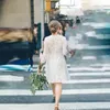 Neue Ankunft billig 2020 lange Ärmel A-Linie kurze Brautkleider Spitze Brautkleider Promi Vestido De Noiva knielang nach Maß