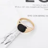 Anel moda de moda preta esmalte o anel de dedo do selo de sinalização polido para mulheres joias de homens