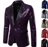 Jaqueta de terno blazer de lantejoulas de lantejoulas para host para host um botão Blazer Coult Cocktail Banquet Banquet Prom S-xxl Gold azul vermelho preto prateado roxo