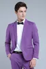 Plaul Fioletowy One Button Groom Tuxedos Notched Lapel Mężczyźni Garnitury Wedding / Prom / Dinner Best Man Blazer (Kurtka + Spodnie)