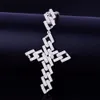 Neue Ice Out Kubikzircon Herren Miami Kubanisches Kreuz Anhänger Halskette Rock Street Hip Hop Schmuck Drei Farben