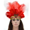 Belly dance headdress Halloween supplies dance performance headband feather headdress Christmas decoration ostrich feather water drill hoop