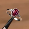 925 Sterling Silver Ring For woman with oval ruby gemstone zircon Silver jewelry Anniversary female Party Gift