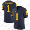 MIT8 MICHIGAN WOLVERINES＃1 ANTHONY CARTER BRAYLON EDWARDS DEVIN FUNCHESS 7 CHAD HENNE 17 TYRONE WHEATLEY 22 TY LAW White Blue Yellow Jersey 4xl