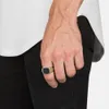 Anillo de hip hop para hombre Anillo de piedra de ónix negro de acero inoxidable 316L261D