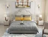 JF001 Meubles de chambre ￠ coucher moderne Luxury High Soft Bed BackRest Brest avec bas Tissu personnalis￩ Double King Size Cadre