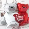 100 pcs Saint Valentin Décor De Fête De Mariage double ours câlin Coeur Feuilles Hélium Ballons Partie