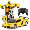 Elektro-/RC-Auto-Schadenserstattung 2In1 RC-Auto Sportwagen Transformation Roboter Modelle Fernbedienung Verformung RC-Kampfspielzeug Kinder Geschenk11 240314