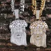 Big Size Jesus Necklace Pendant With 4mm Tennis Chain Rope Chain Gold Color Iced Out Cubic Zircon Men's Hip Hop Jewelry Gift246z