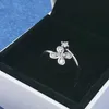 2019 Ny vinter 100% 925 Sterling Silver European Pandora smycken Four-Petal Flowers Ed Ring Fashion Charm Ring278b