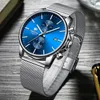 Мужчины смотрят новый бренд Top Brand Top Brand Tabinably Steel Haronograph Watch Mens Business Blue Quartz.