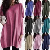 Femmes à manches longues chemise de poche 10 couleurs couleur unie lâche t-shirt O cou chemisier décontracté poche hauts LJJO7673