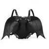 Designer-Halloween Senhoras Personalidade Mochila Feminino PU Bag Amor Coração Sacos de Escola Preto Anjo Devil Bat Wings Mochila