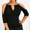 Sexy Fanco weg vom Schulter-Hoch Bluse für Frauen Halbarm Frauen Tops und Blusen Sommer-Schwarz-Damen Bluse