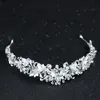 Rhinestone Pearl Flower Bridal Crowns Handgjorda silver Tiara pannband Crystal Diadem Crown Wedding Hair Accessories D19011102306D6013435