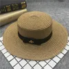 Chapeau de plage pour femmes, chapeau d'été décontracté, Panama, marque classique, paille d'abeille, plat, soleil, Fedora265J