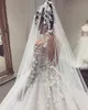 Vintage 2024 Suknie ślubne z długim rękawem Katedralny pociąg koronkowy 3D Floral Appliqued Kulki ślubne suknie ślubne