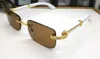 Groothandel-mode attitude zonnebril voor mannen UV-bescherming lens vierkante randloze witte bamboe houten frame met pakket