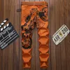 MORUANCLE Fashion Men Printed Jeans Pants Hi Street Painted Denim Trousers Slim Fit Jean Joggers Club Wear Punk Style