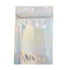 Wholesale Price PET Holographic Storge Flat Bags Laser Mylar Foil Pouch Reusable Cosmetic Package Bag 100 PCS