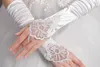 Brauthandschuhe Lange Handschuhe fingerlose Stickereien Spitze Glitter Pailletten Feste Farblänge Fäustlinge Haken Finger Hochzeit