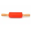 22.5*4.3CM Small Size Children Wooden Handle Pastry Baking Tool Dough Silicone Rolling Stick Children Toy Rolling Pin