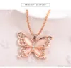 Gold Chain Beautifully Necklace Fashion Rose Gold Plated Opal Butterfly Pendant Necklace Sweater Chain Gift Charm Butterfly Necklace