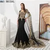 Robes de soirée musulmanes avec enveloppe à manches longues Bourgogne sirène islamique soirée arabe robe de bal de bal Vestidos de Fiesta 2018 Evening Go7313800